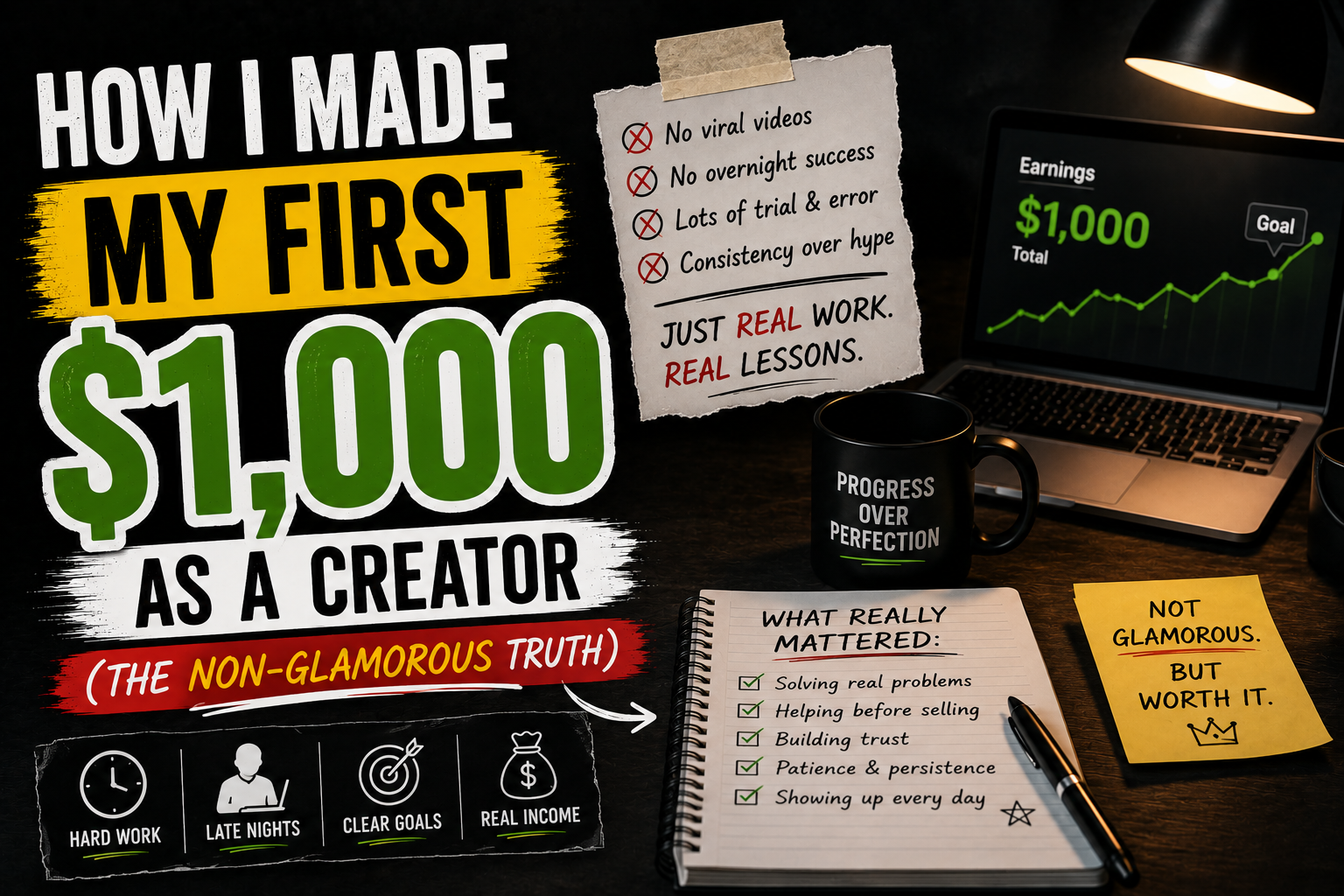 How I Made My First $1,000 as a Creator (The Non-Glamorous Truth)