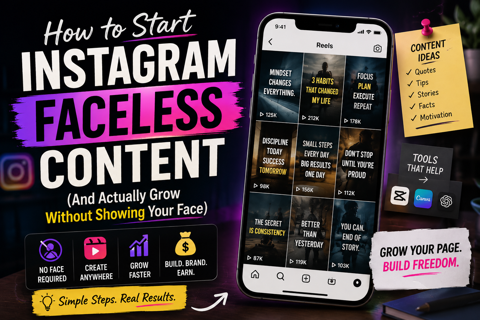 How to Start Instagram Faceless Content (And Actually Grow Without Showing Your Face)