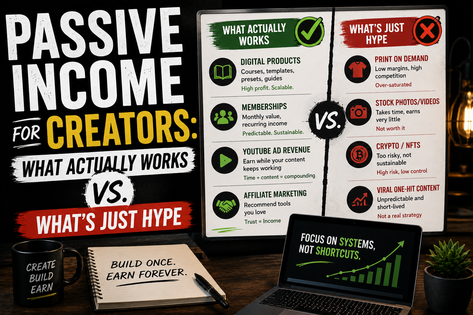 Passive Income for Creators: What Actually Works vs. What's Just Hype